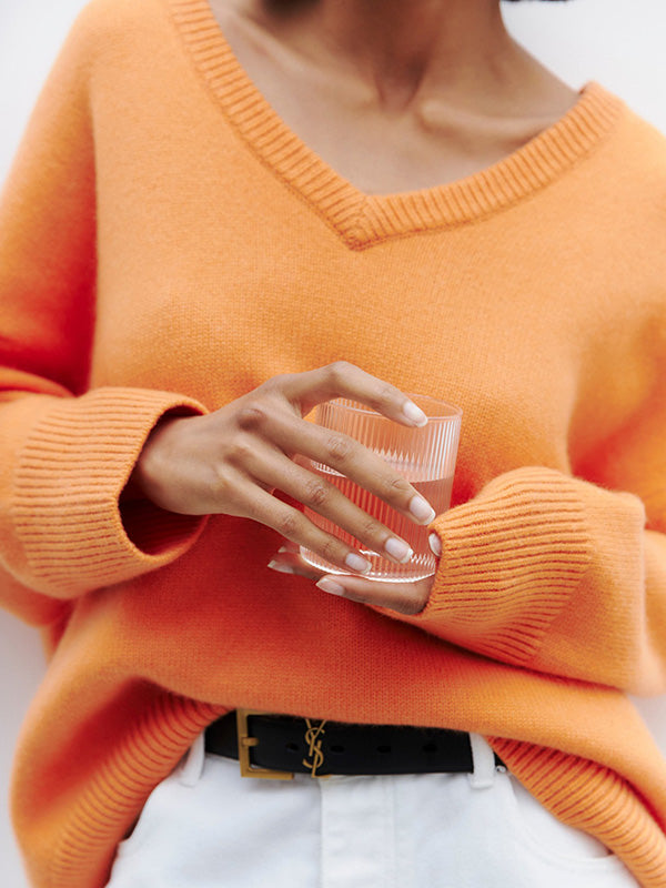 Pull-over Tricoté à col en V pour Femmes