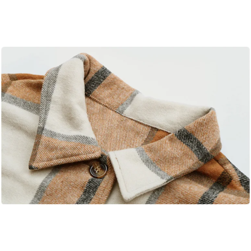 Grace - Bomber Plaid pour Femmes, Modèle Court avec Fermeture Bouton et Zip