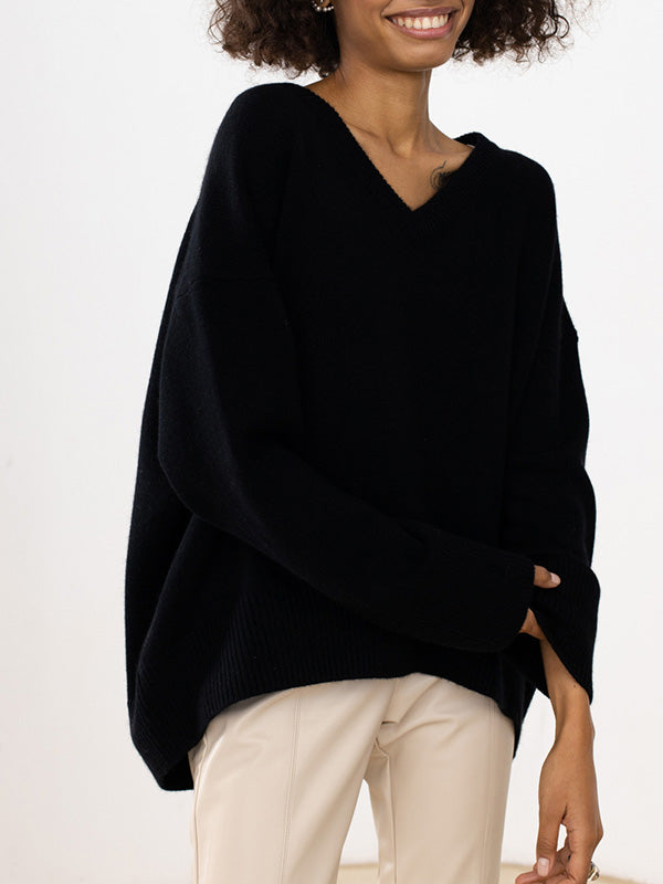 Pull-over Tricoté à col en V pour Femmes