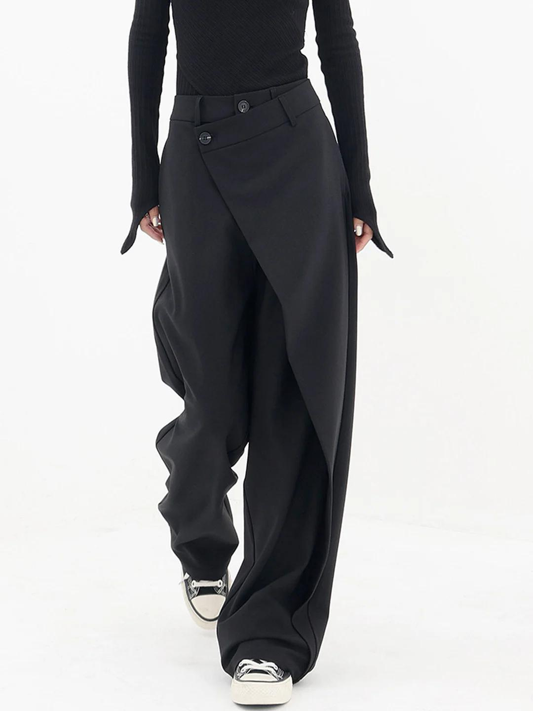 Jonquille | Pantalon Moderne à Boutons Asymétriques et Coupe Ample - Élégance et Confort