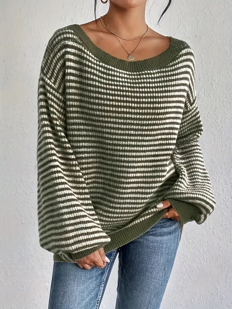 Olive - Pull tricoté à épaules tombantes