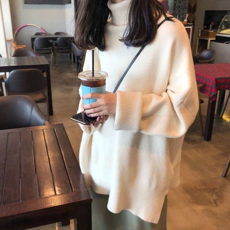 Liah - Pull oversized à col roulé pour femme