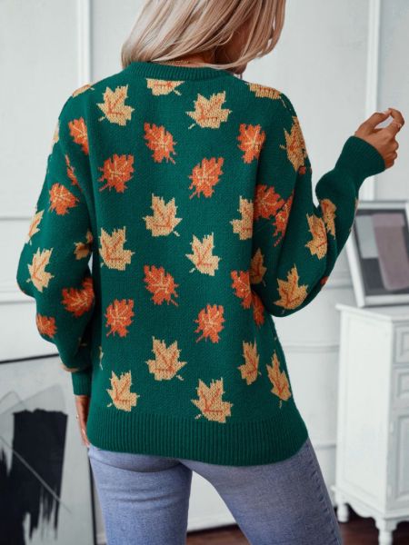 Sylvia - Pull tricoté avec des feuilles d'automne