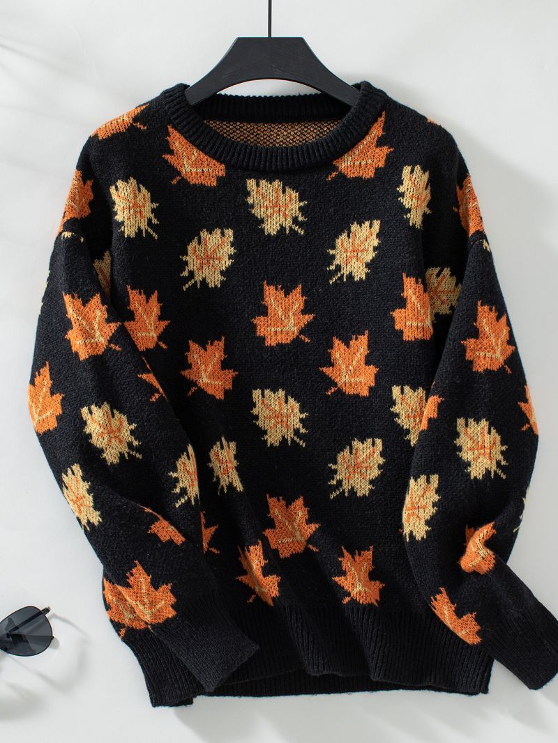 Sylvia - Pull tricoté avec des feuilles d'automne
