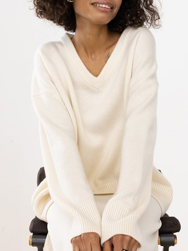 Pull-over Tricoté à col en V pour Femmes