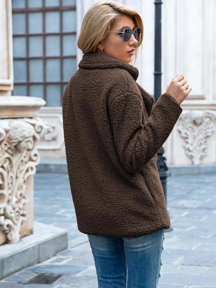 Sabrina - Manteau Teddy Stylé pour Femmes avec Poches et Doublure en Luxe Fleece