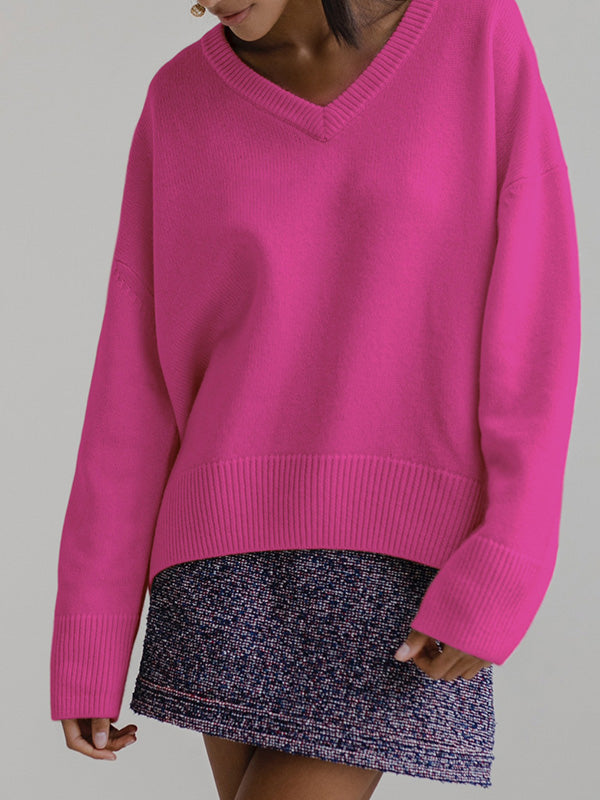 Pull-over Tricoté à col en V pour Femmes