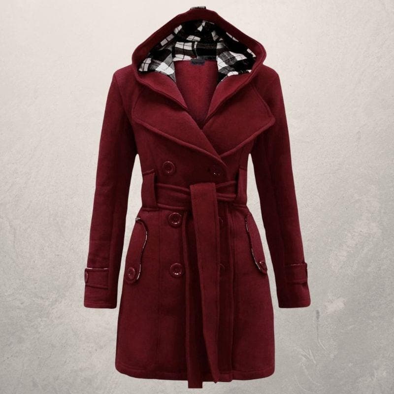 Clémence - Manteau d'Hiver Chaud et Tendance avec Ceinture et Capuche pour Femmes