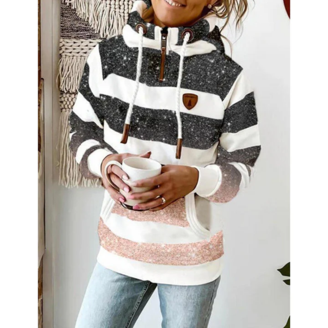 Lia | Sweat à Capuche Rayé Pour Femme | Chaud