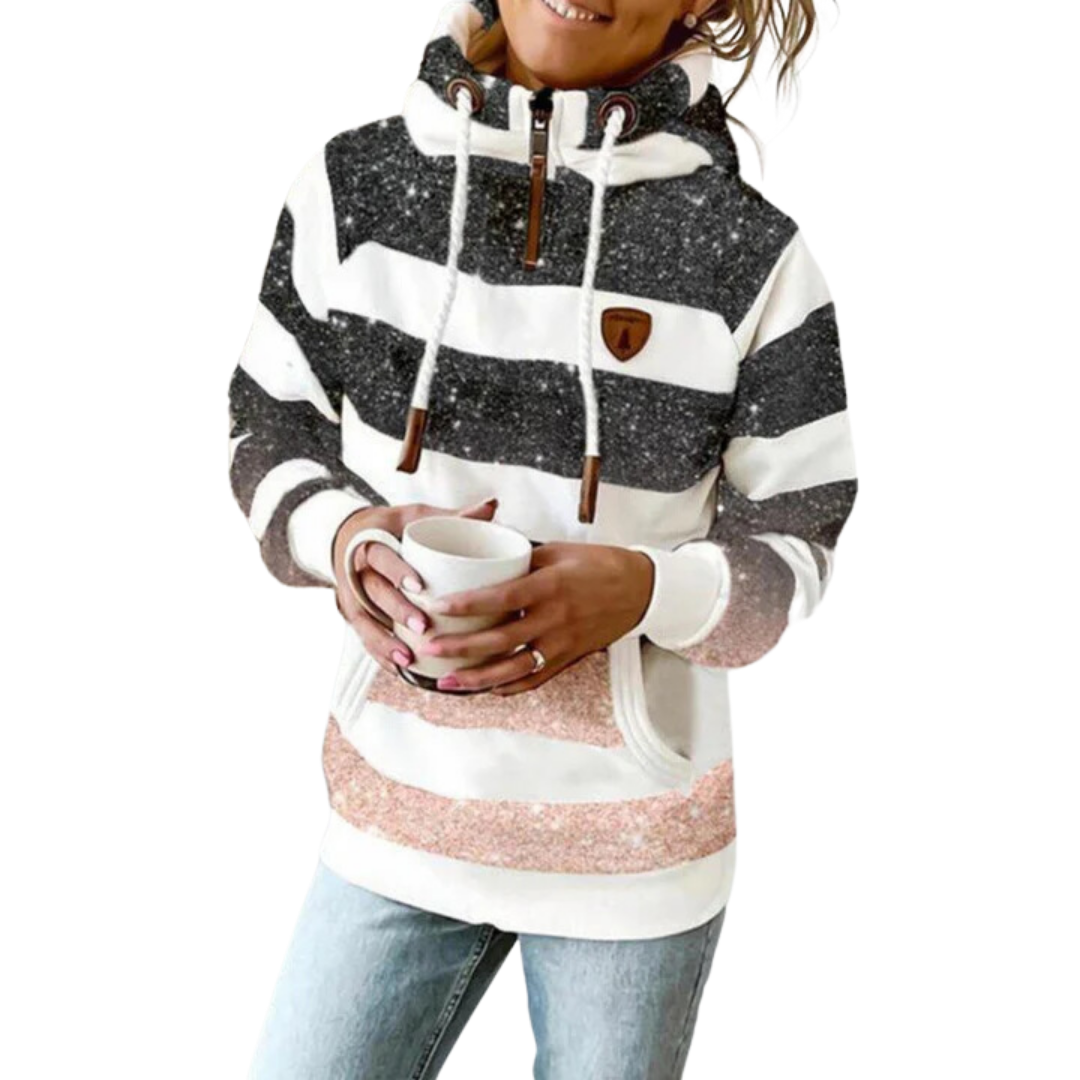 Lia | Sweat à Capuche Rayé Pour Femme | Chaud
