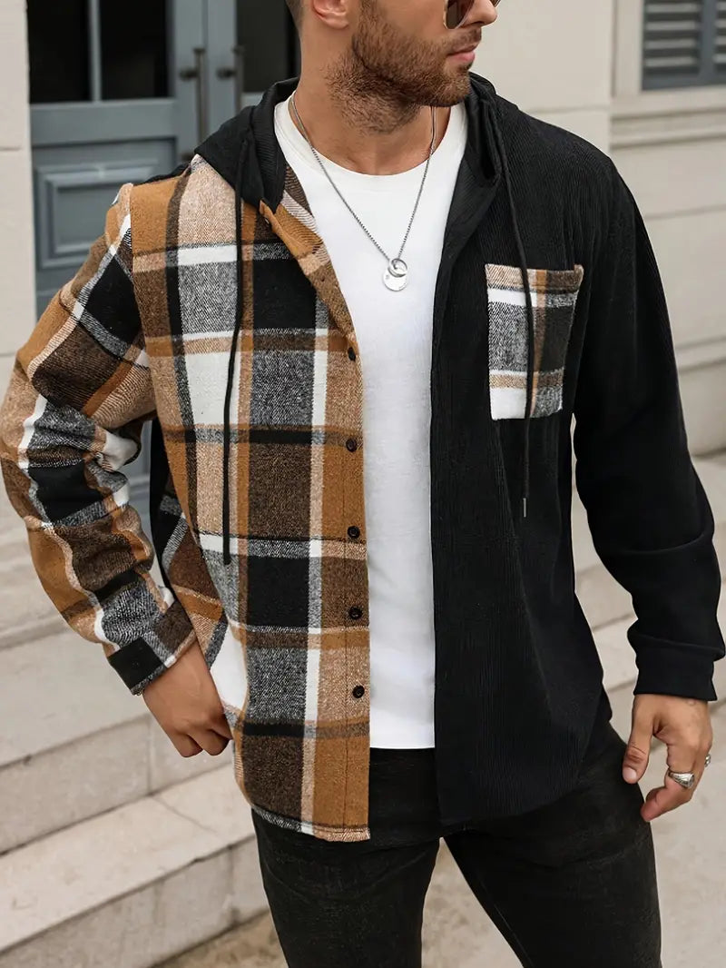 Veste en Velours Côtelé à Carreaux pour Hommes
