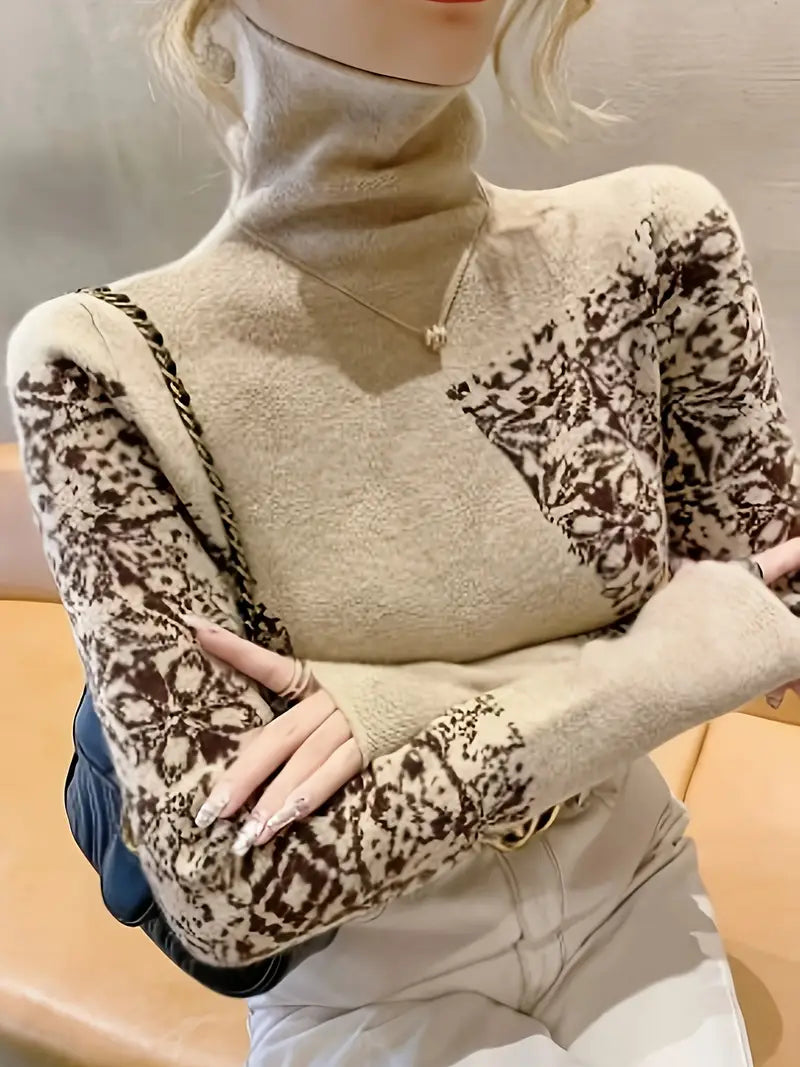 Ingrid - Pull col roulé élégant avec un design color block pour femme