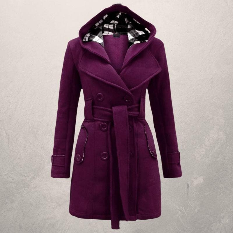 Clémence - Manteau d'Hiver Chaud et Tendance avec Ceinture et Capuche pour Femmes