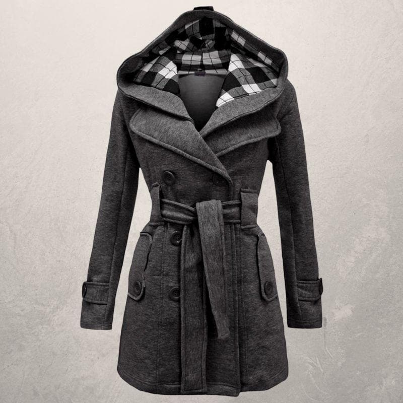Clémence - Manteau d'Hiver Chaud et Tendance avec Ceinture et Capuche pour Femmes
