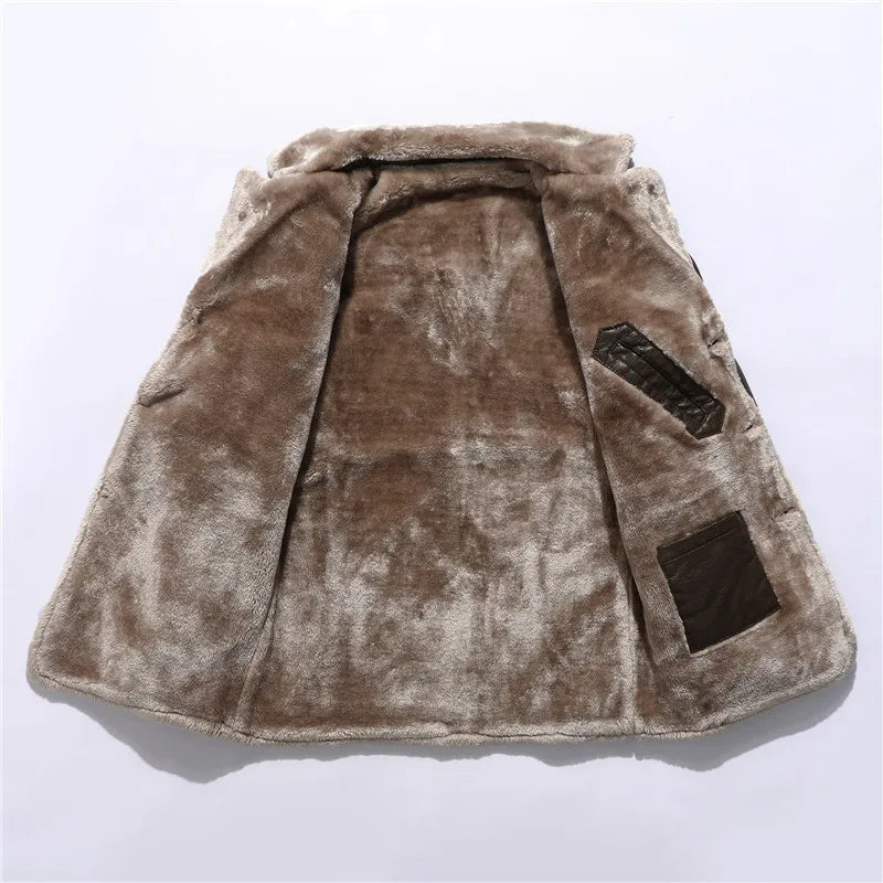 Océan | Manteau en Cuir Doublé Polaire pour Homme avec Boutons