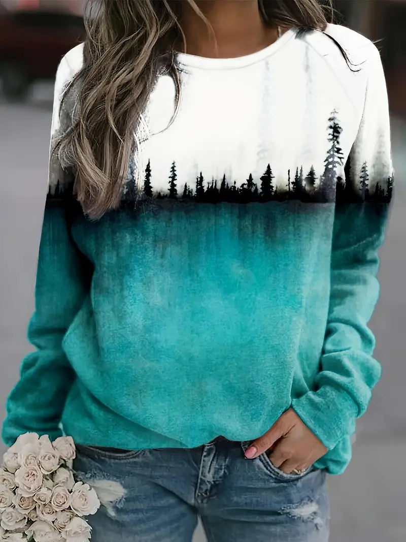 Pull-over Imprimé Forêt pour Femmes