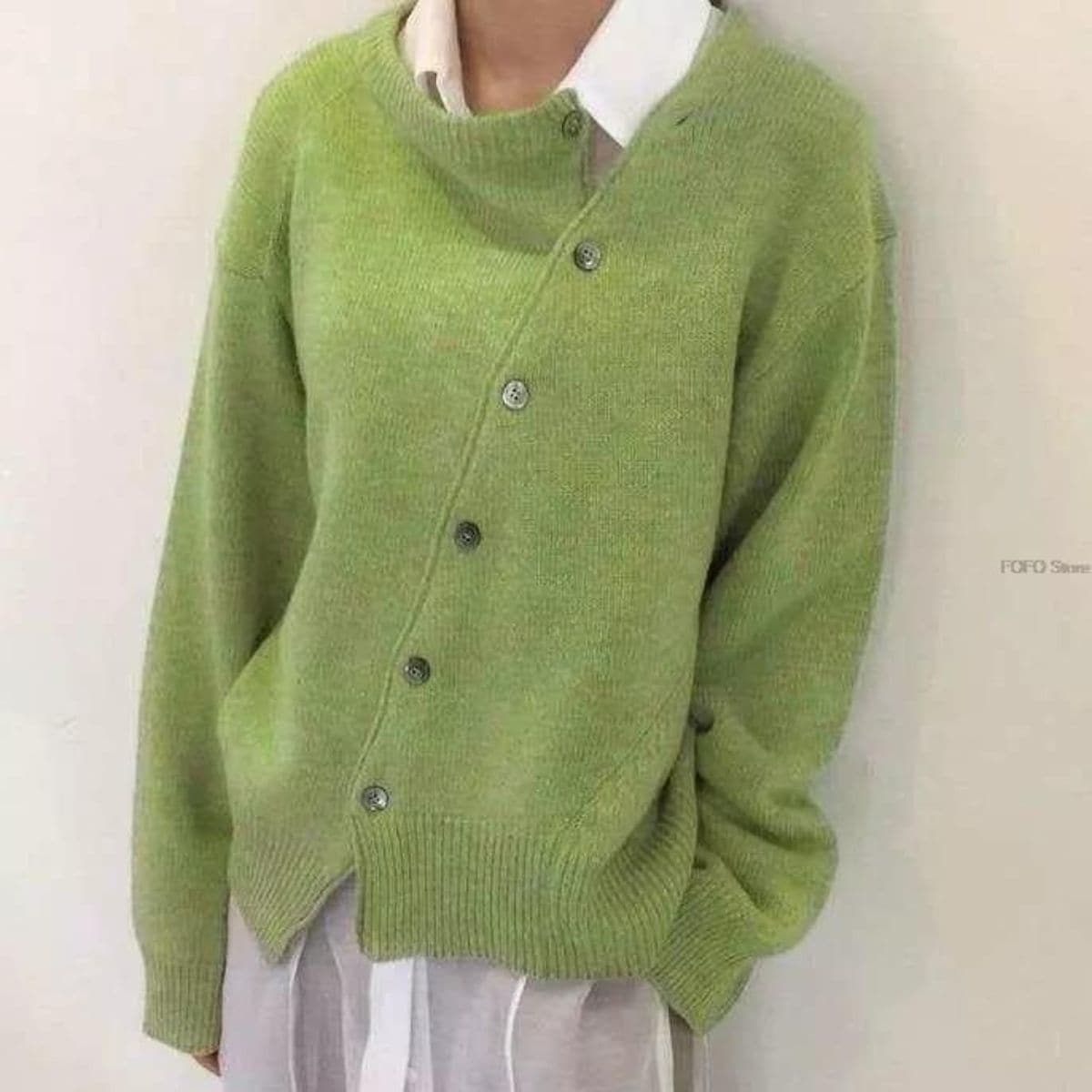 Klara - Cardigan femme doux avec bouton diagonal