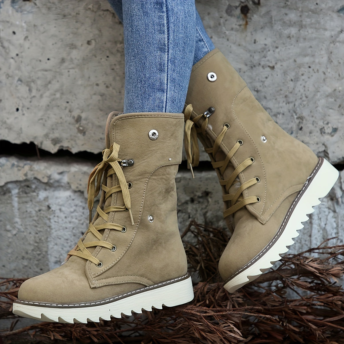 Bottes de Neige à Lacets Douces et Chaudes Femmes