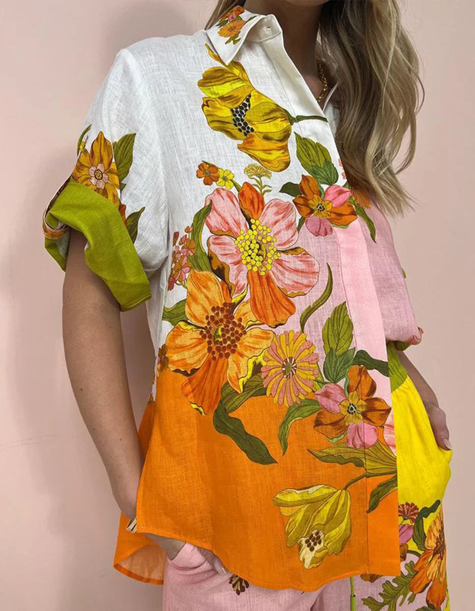 Ensemble Stylé 2 Pièces Floral Multicolore Femmes