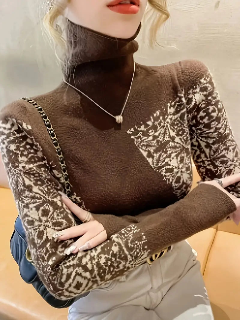 Ingrid - Pull col roulé élégant avec un design color block pour femme