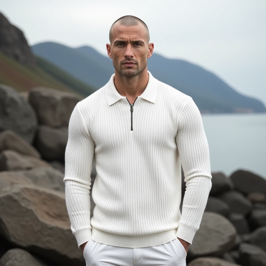 Baptiste - Pull slim fit avec texture côtelée riche, pour un style élégant et moderne