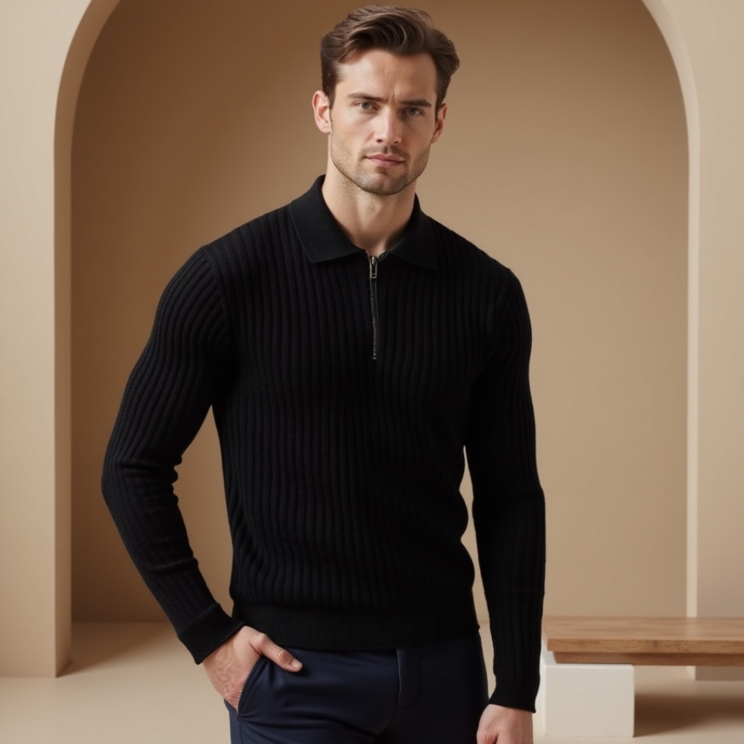 Baptiste - Pull slim fit avec texture côtelée riche, pour un style élégant et moderne