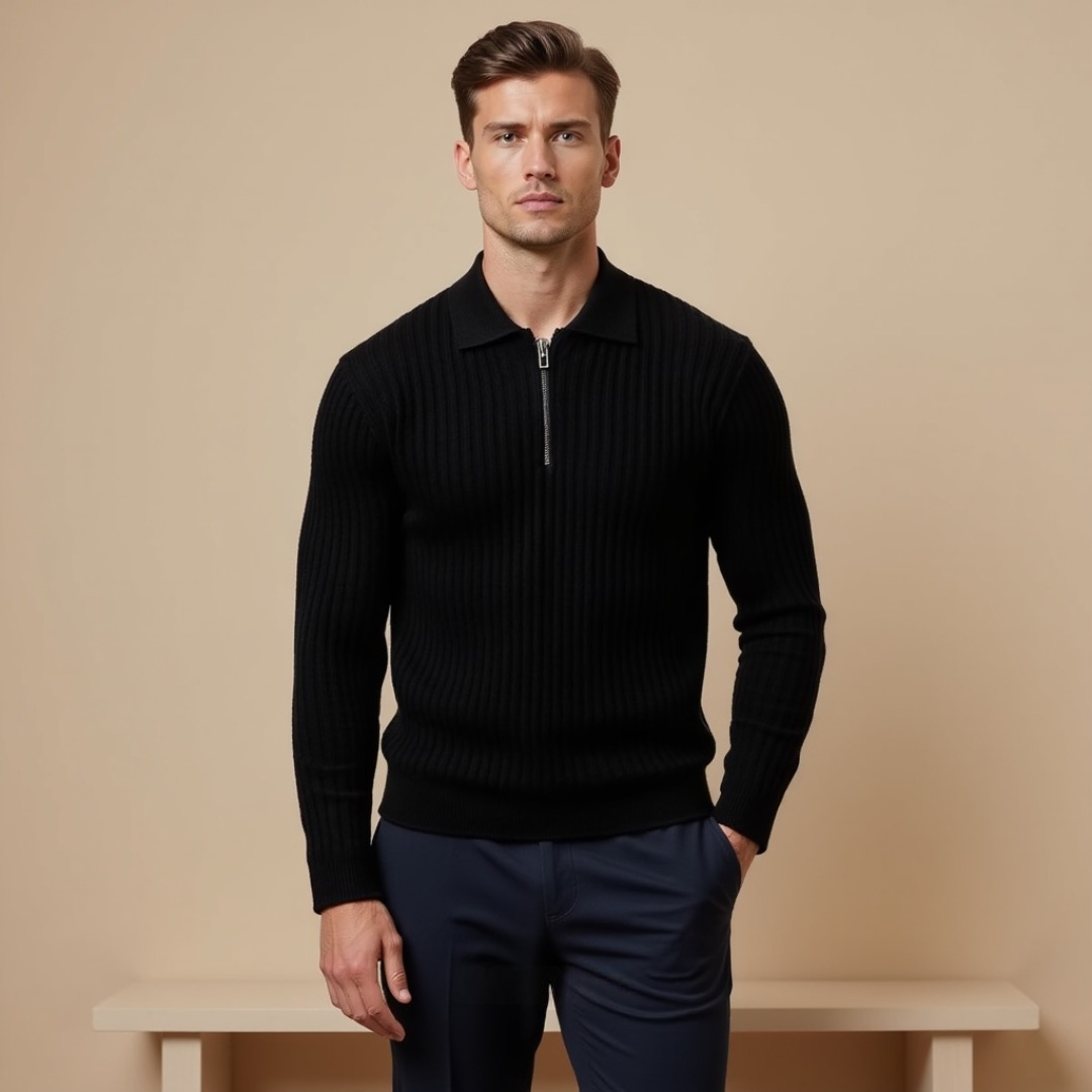Baptiste - Pull slim fit avec texture côtelée riche, pour un style élégant et moderne