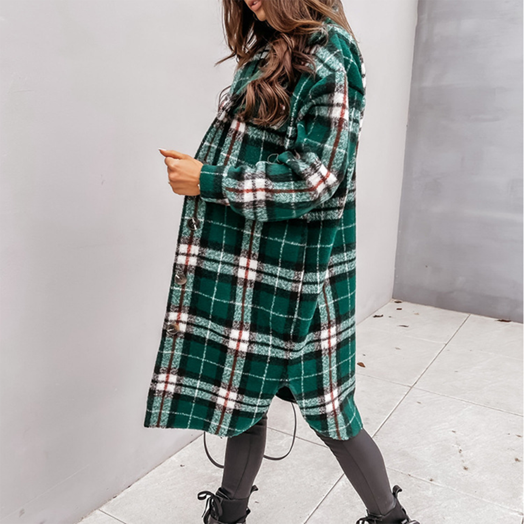 Eleni - Manteau Long à Carreaux pour Femme de la Nouvelle Collection Automne