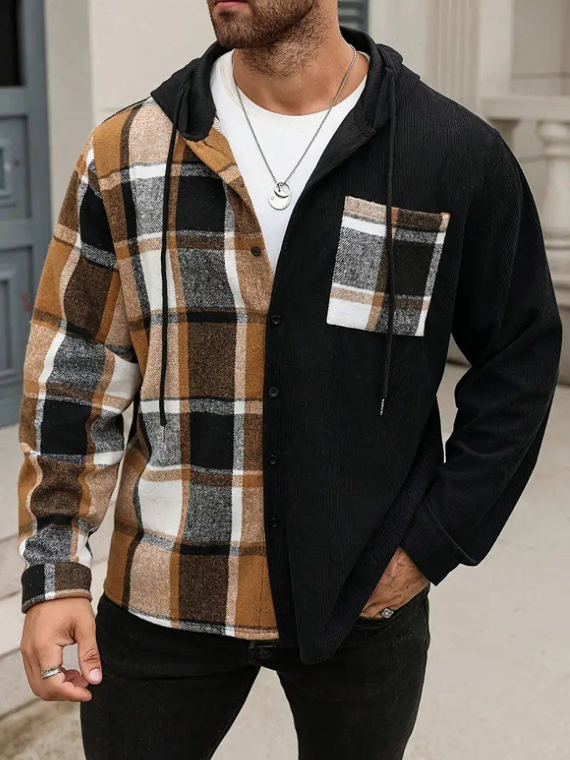 Veste en Velours Côtelé à Carreaux pour Hommes