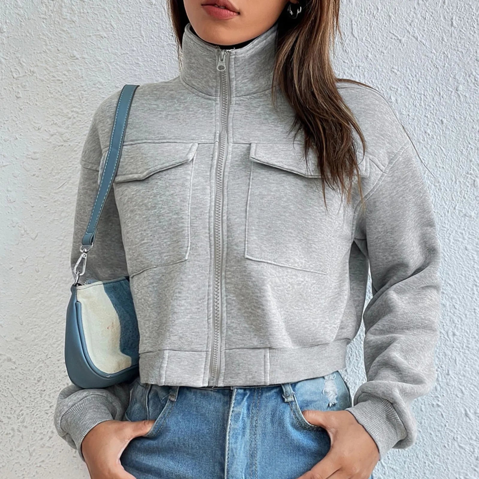 Crop-Top Zip-Up Élégant pour Femme Printemps | Mia