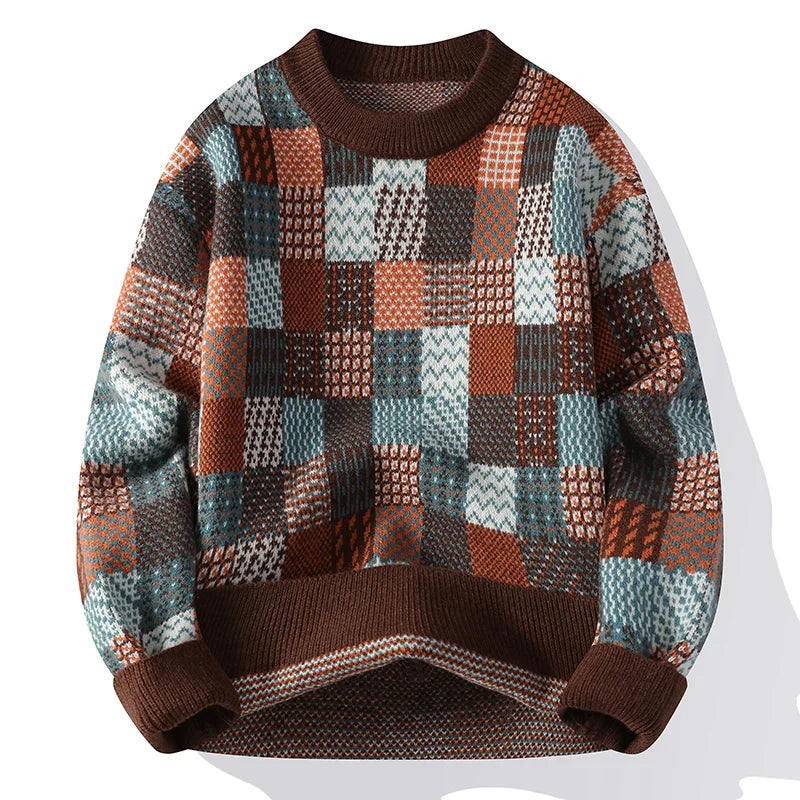 Jules | Pull Patchwork Multicolore - Style Unique et Hivernal Homme