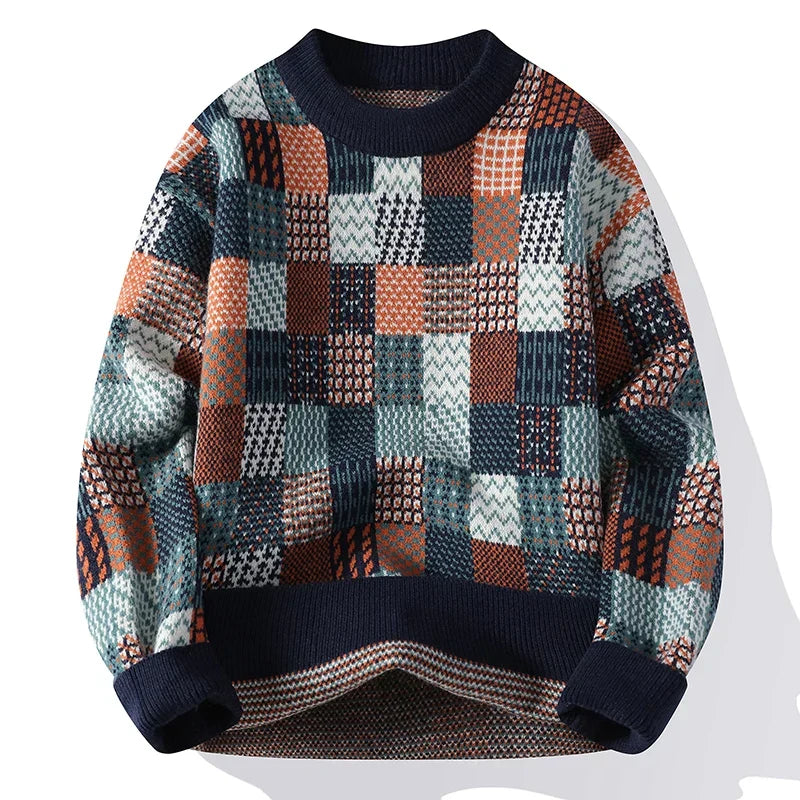 Jules | Pull Patchwork Multicolore - Style Unique et Hivernal Homme