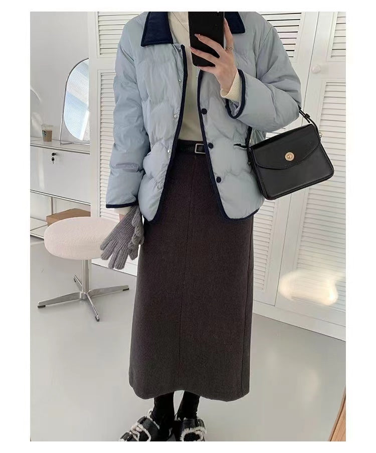 Quela | Veste Matelassée à Col Contrasté et Boutons pour Femme