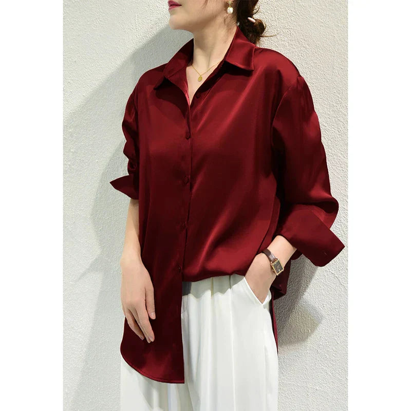 Scarlett - Chemise élégante à manches longues en satin