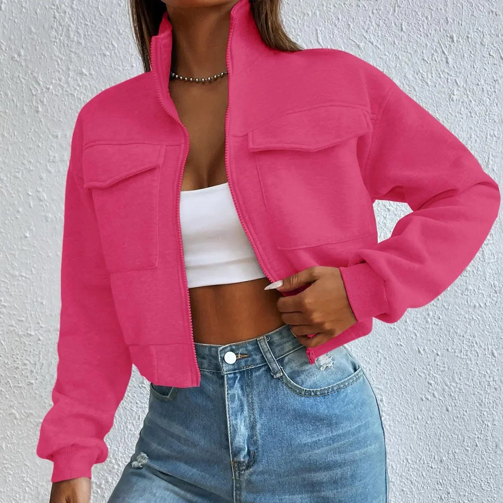 Crop-Top Zip-Up Élégant pour Femme Printemps | Mia