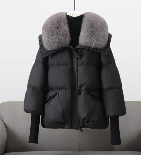 Amara - Veste Matelassée avec Garniture en Fourrure pour Femme
