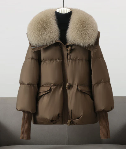 Amara - Veste Matelassée avec Garniture en Fourrure pour Femme