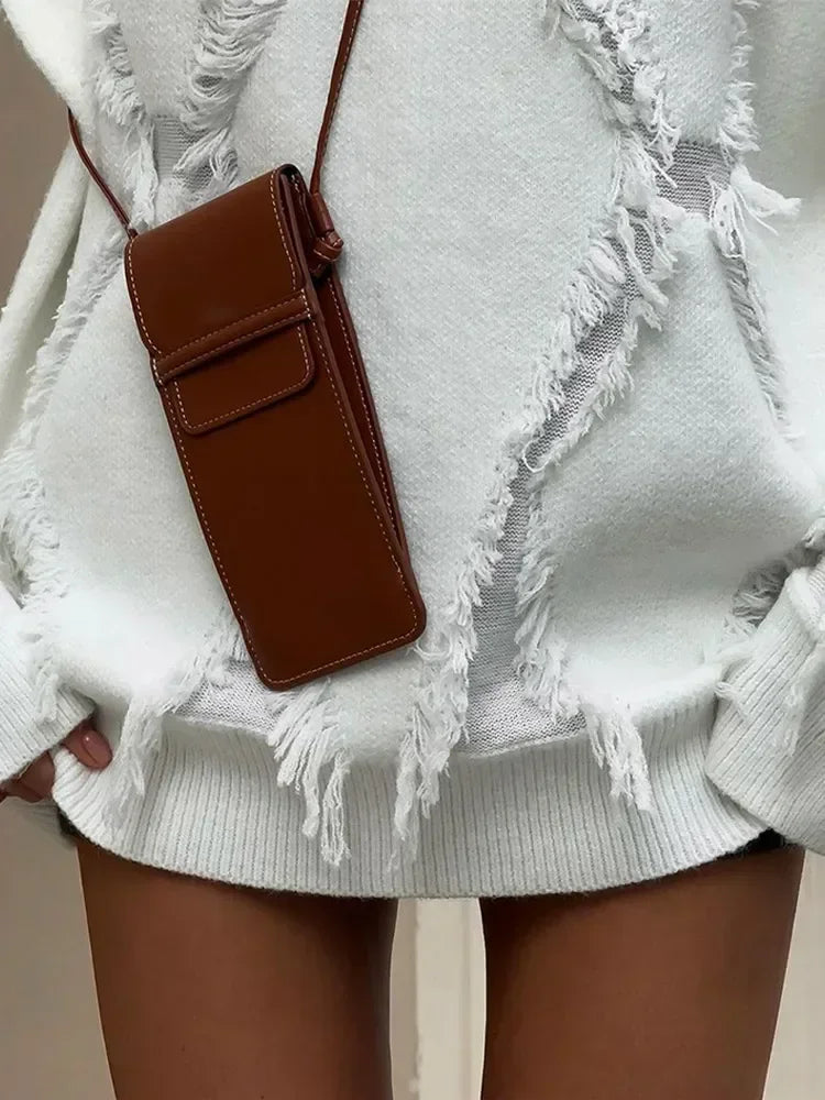 Élisaveta | Pull Tricot Femme, Coupe Décontractée, Détail Franges Élégant