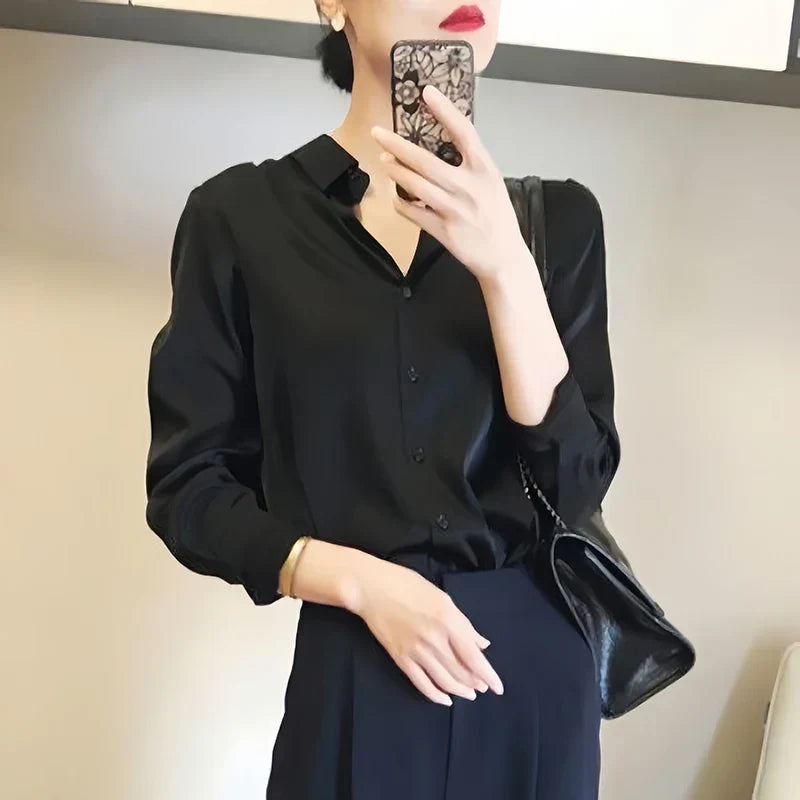 Scarlett - Chemise élégante à manches longues en satin