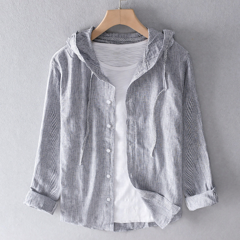 Lina | Blouse en Lin Respirant à Capuche avec Col Rond