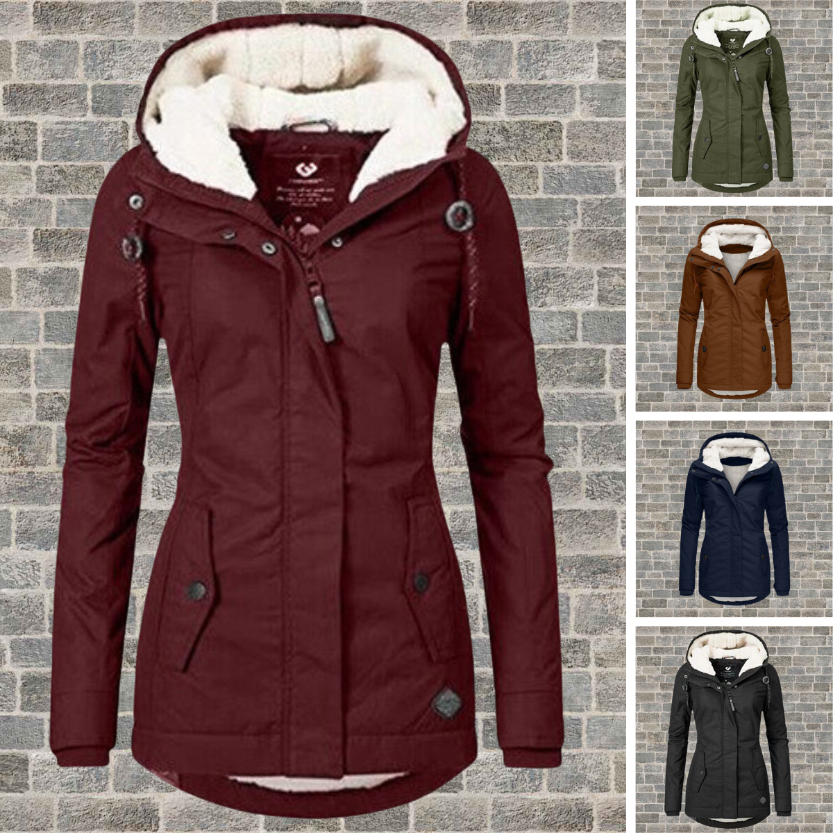 Clara Belle - Nouveau manteau en coton plissé avec capuche pour femme