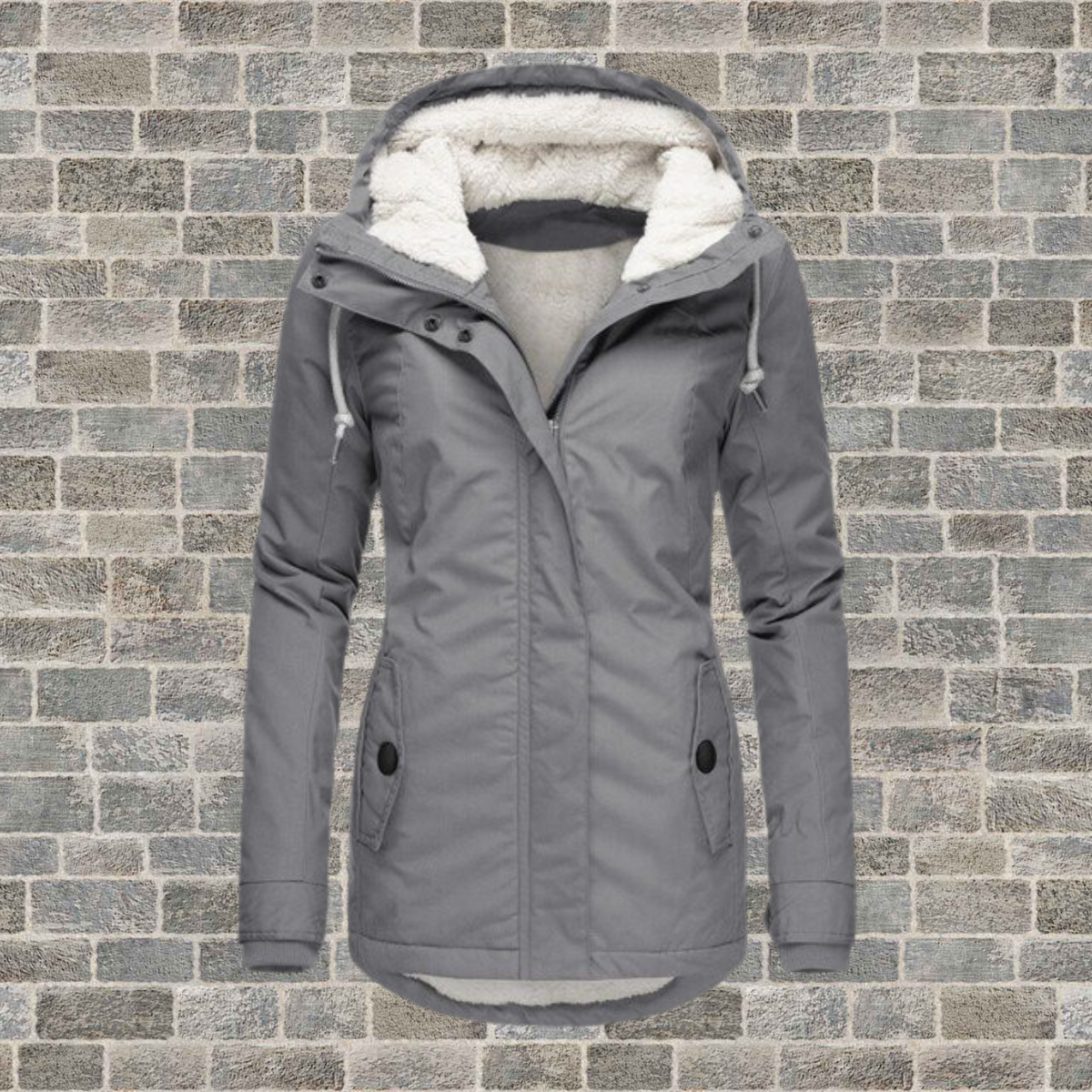 Clara Belle - Nouveau manteau en coton plissé avec capuche pour femme