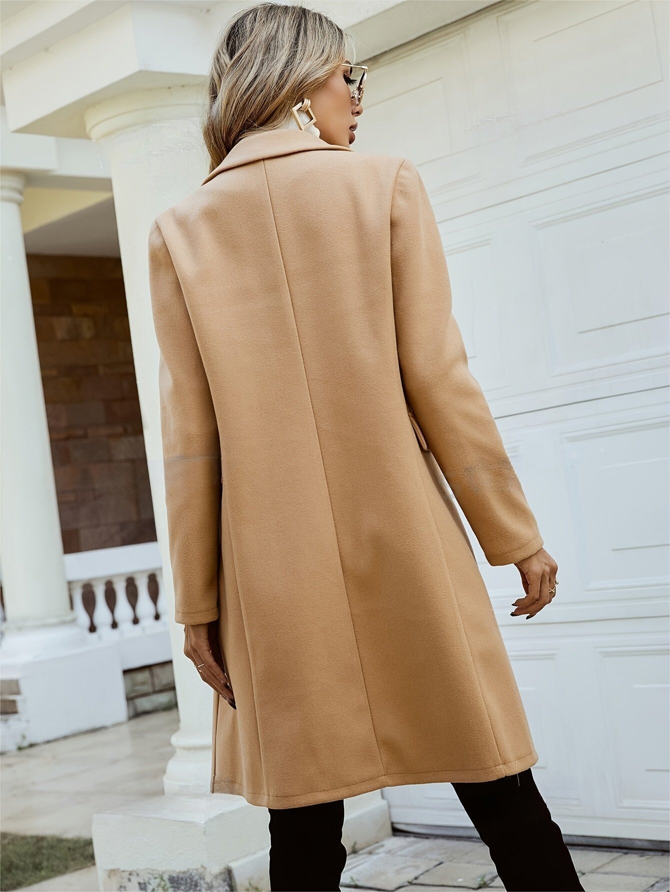 Mariella - Manteau Classique et Stylé pour l'Automne en Khaki avec Double Boutonnage pour Femmes