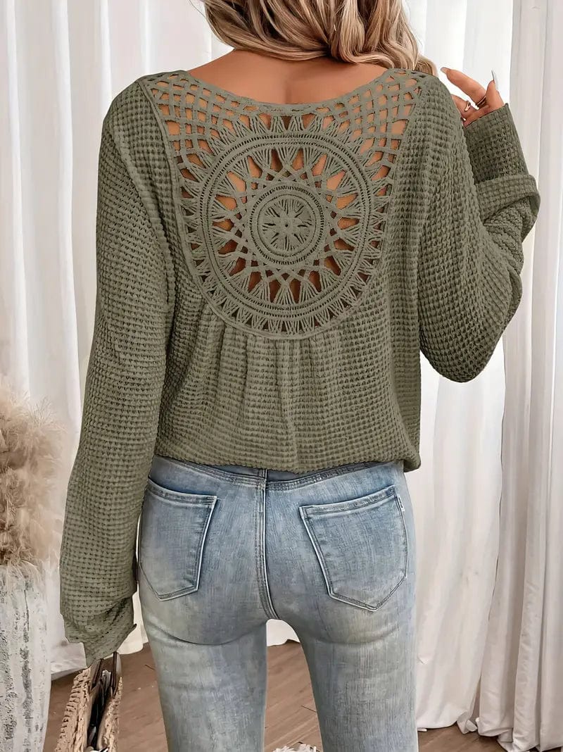 Angèle - Pull à col en V en maille gaufrée