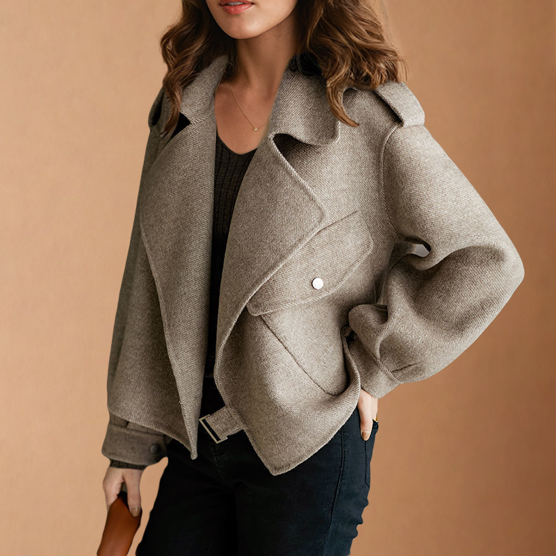 Abby - Manteau en Laine Gris Vintage pour l'Hiver pour Femmes