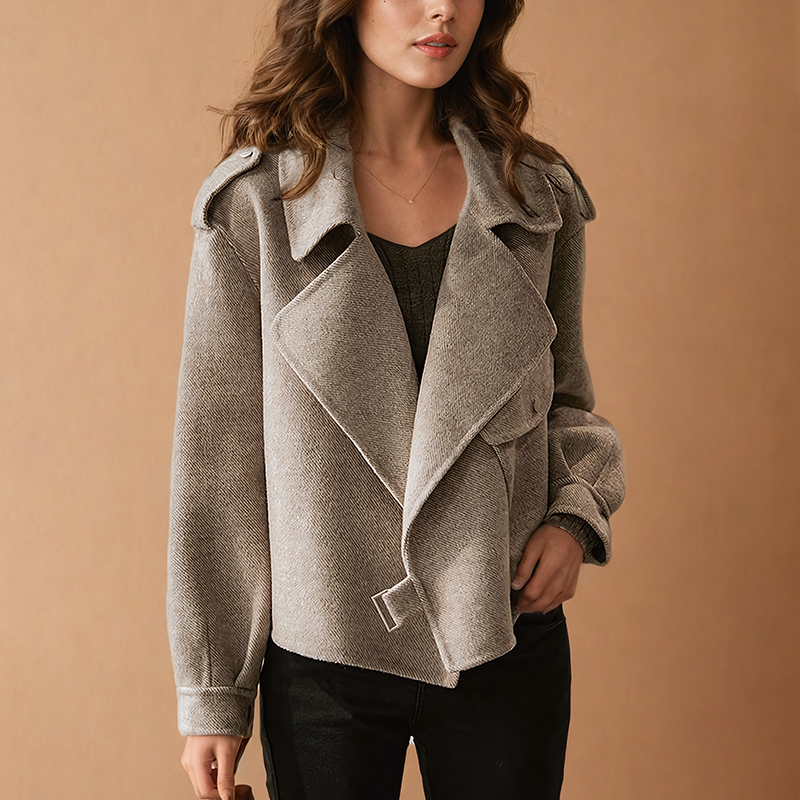 Abby - Manteau en Laine Gris Vintage pour l'Hiver pour Femmes