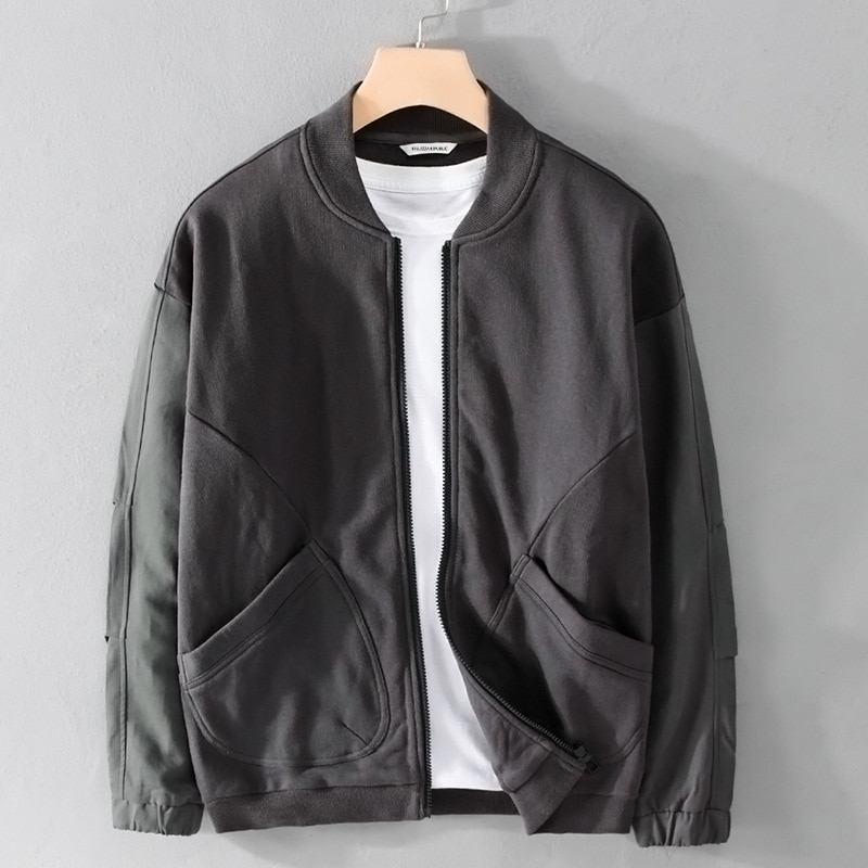 Nolan - Veste en Coton Gris Stylée avec Grandes Poches Patch pour l'Été pour Hommes