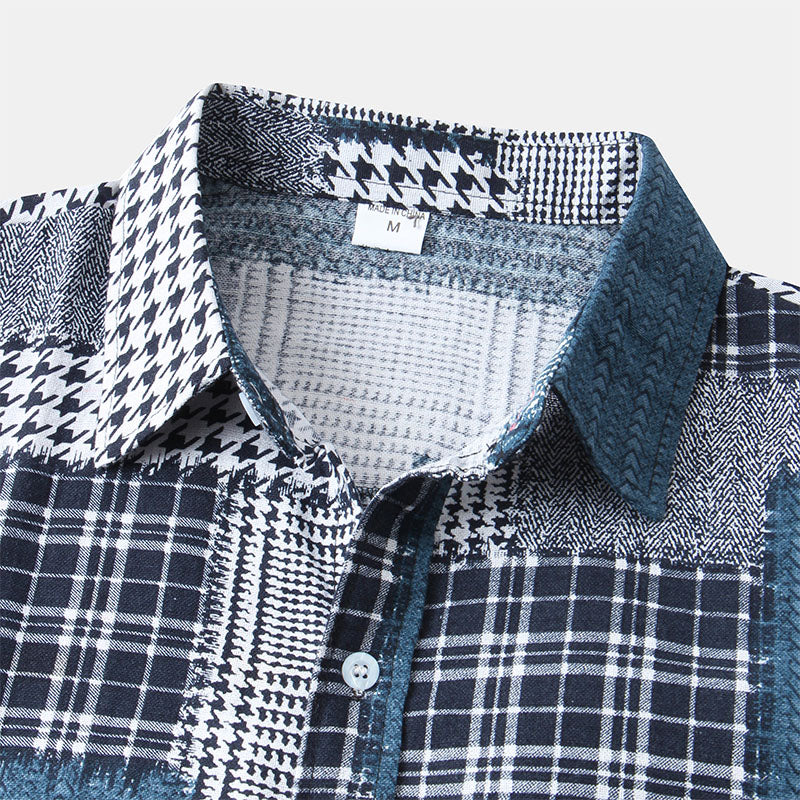 Chemise élégante à motifs artistiques pour homme à manches courtes