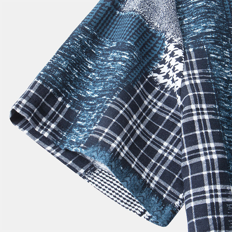 Chemise élégante à motifs artistiques pour homme à manches courtes