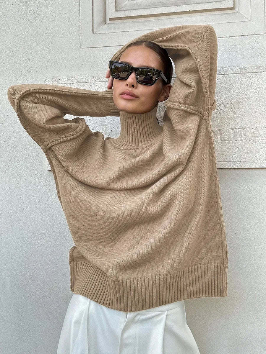 Pull en Tricot à Col Roulé pour Femmes